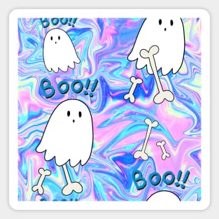 Ghosts and Bones Pastel Grunge Pattern Magnet